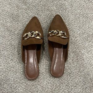 Women’s brown suede slip on shoes